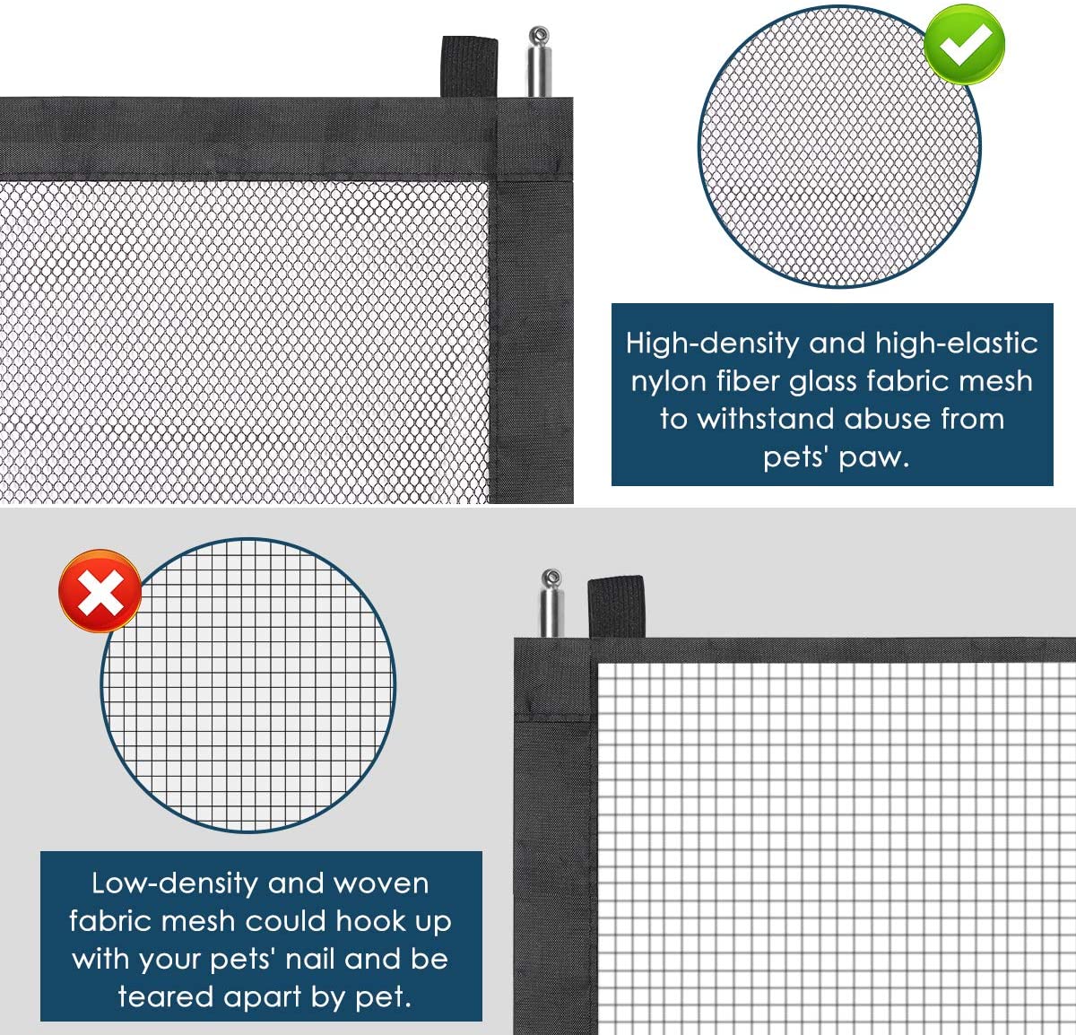 Magic Gate for Dogs， KZKR Pet Gate Dog Mesh Gate Safety Guard Gate for Stairs， Outdoor and Doorways Pet Isolation Net Safety Fence Install Anywhere