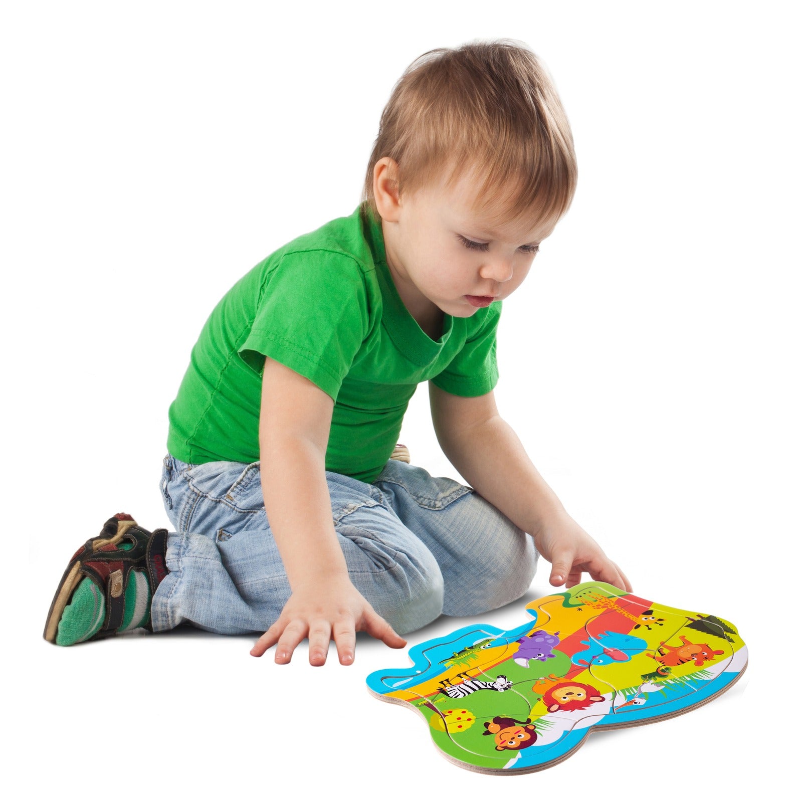 Eliiti Wooden Safari Animals Jigsaw Puzzle for Toddlers 2 to 4 Years Old Boys Girls