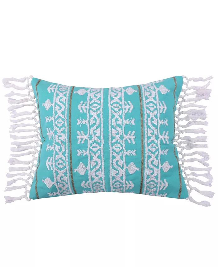 Levtex Deniza Fringe Embroidered Decorative Pillow， 14