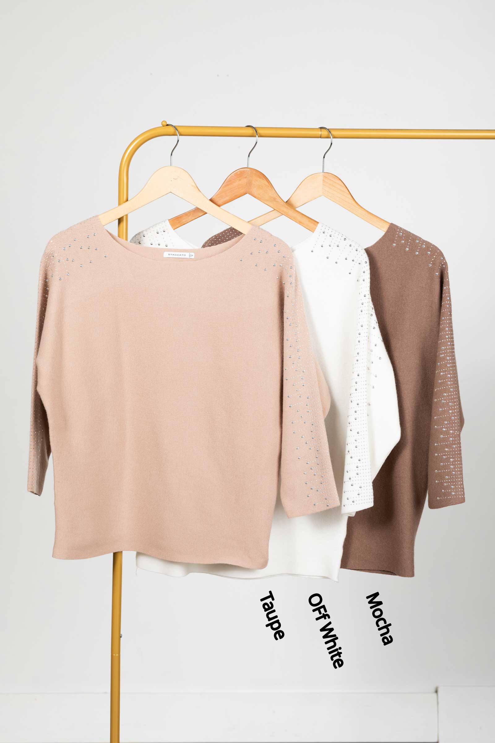 Stone Boat Neck 3/4 Sleeve Knit Sweater Top