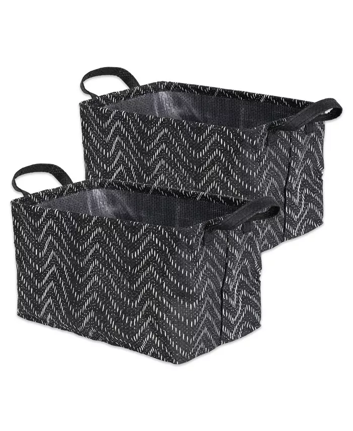 Design Imports Polyethylene Coated Woven Paper Laundry Bin Tribal Chevron Rectangle Medium Set of 2