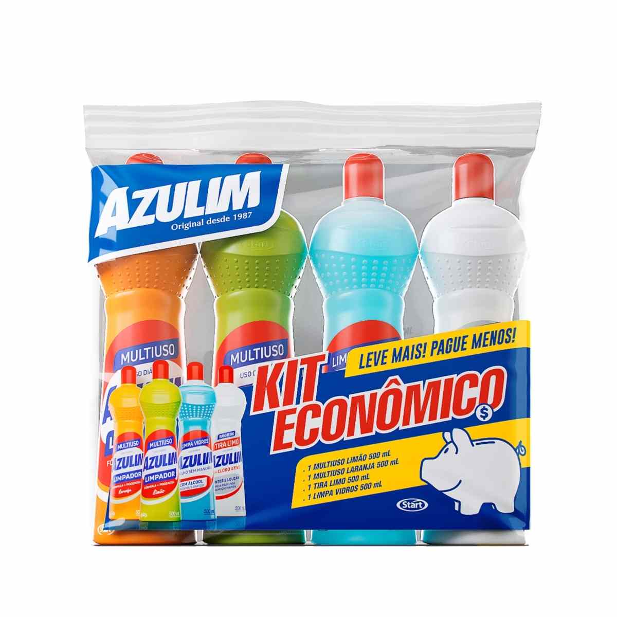 Kit Economico Limpeza Multi Uso Azulim 4 Unidades 500 ml