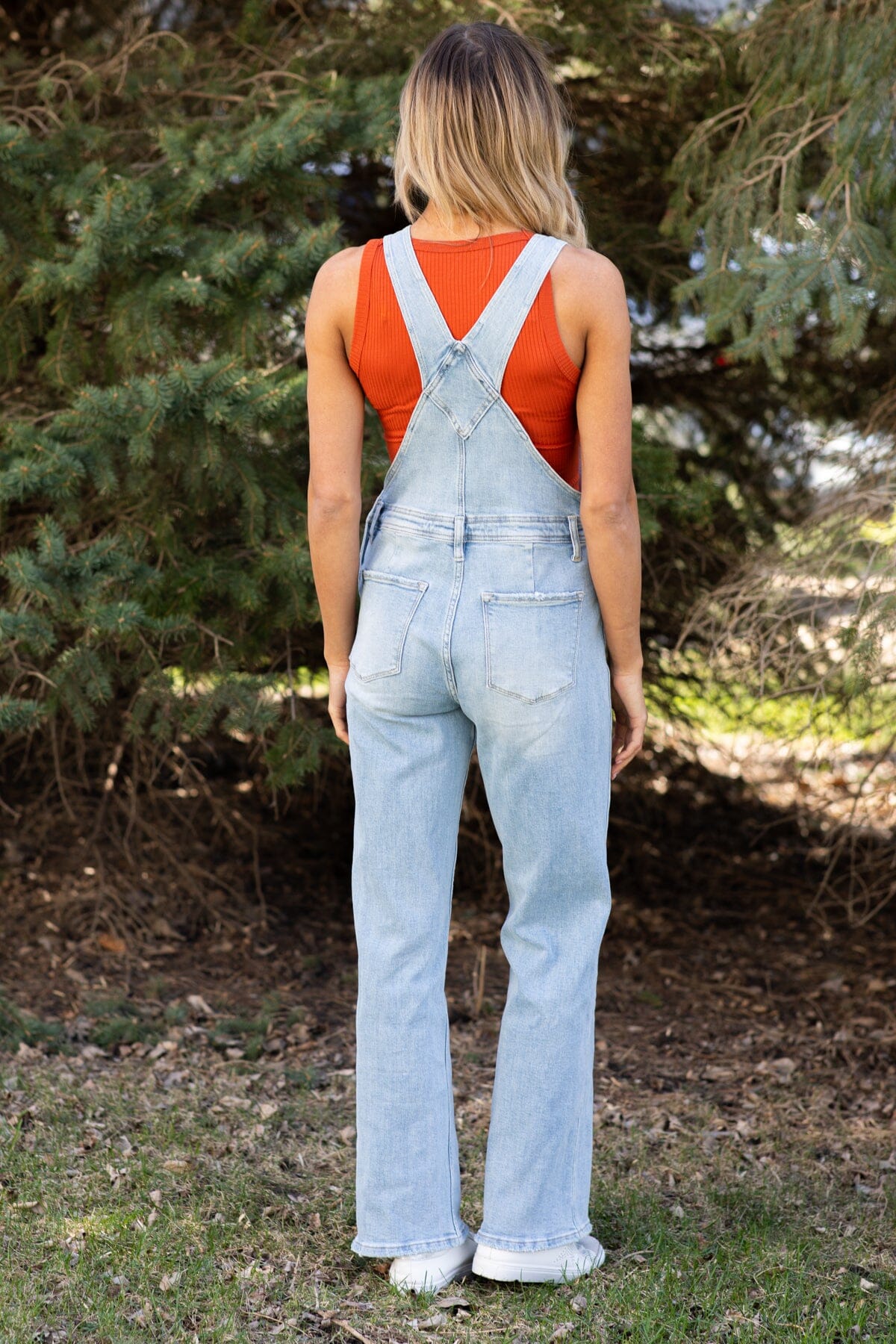 Risen Light Wash Wide Leg Overalls