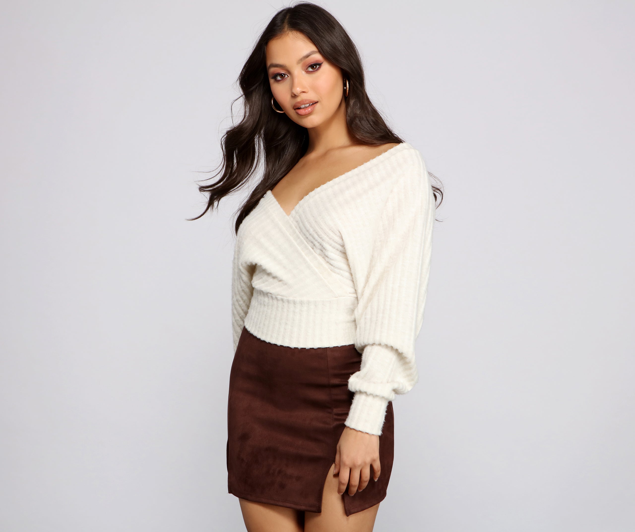 Need For Glam Surplice Ribbed Top