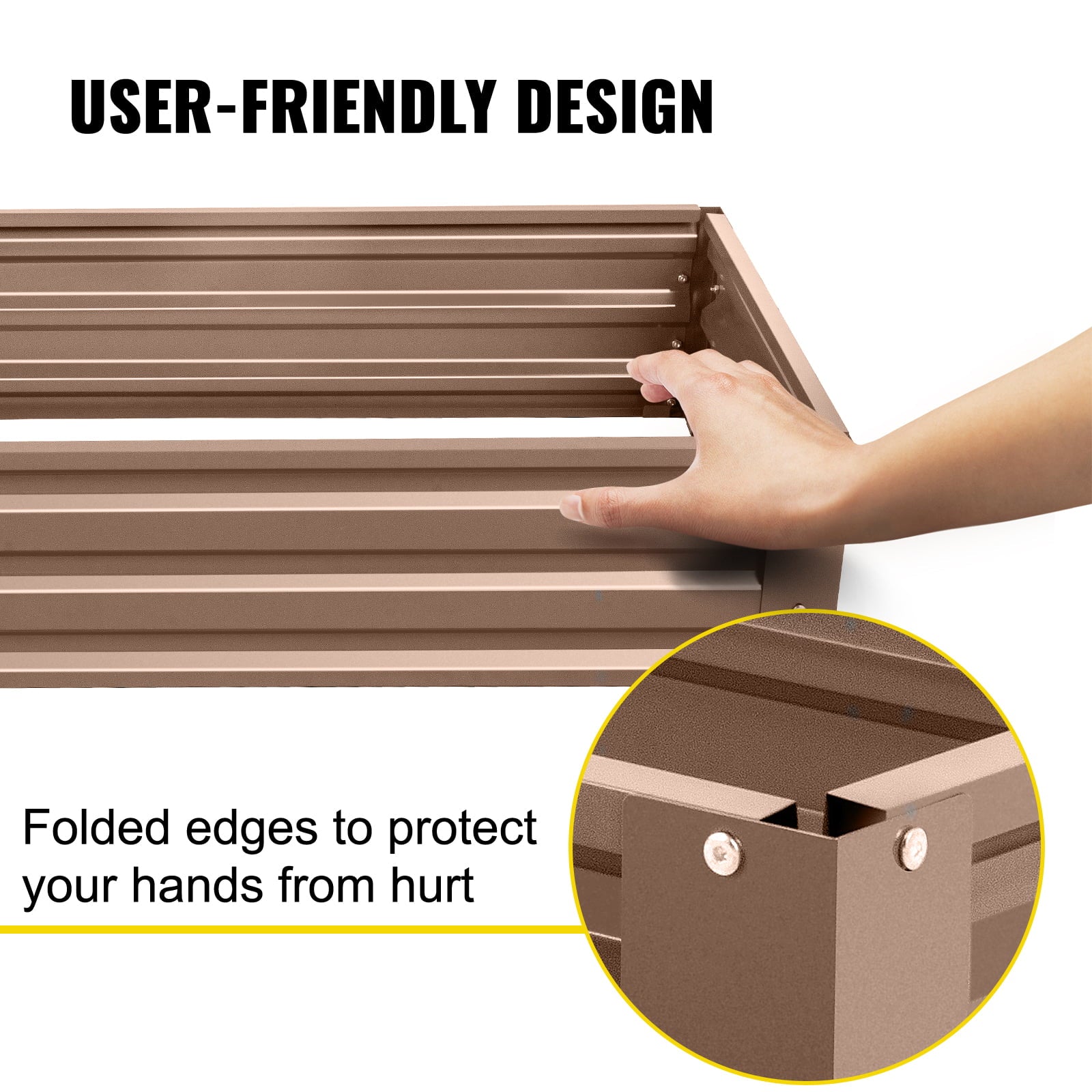 VEVORbrand Raised Metal Garden Bed, 48"x24"x10" Steel Garden Bed Square Garden Planter Box, Brown Steel Plant Raised Garden Bed Kit, Compost Garden Bed for Outdoor