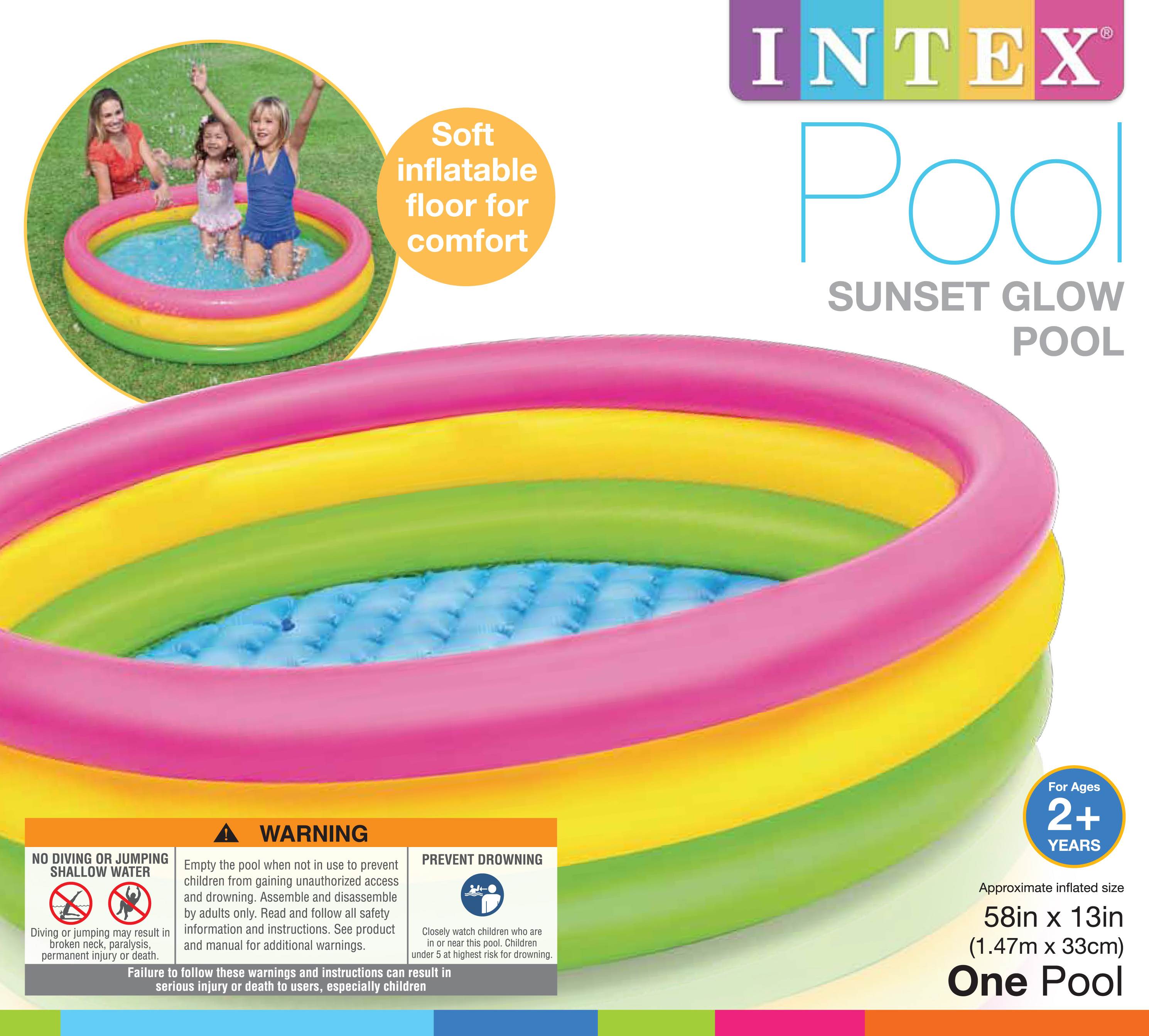 Intex 4ft x 13in Inflatable Sunset Glow Colorful Backyard Round Kiddie Pool