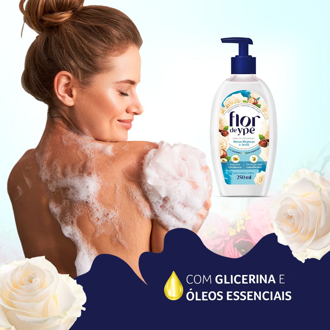 Sabonete Liquido Flor de Ype Rosas Brancas e Avela Pump 250ml
