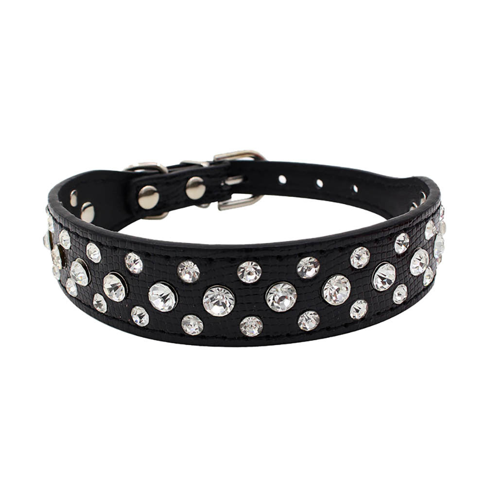 Miarhb Rhinestones Dog Collar Exquisite Adjustable Diamond Dog Puppy Pet Collars black