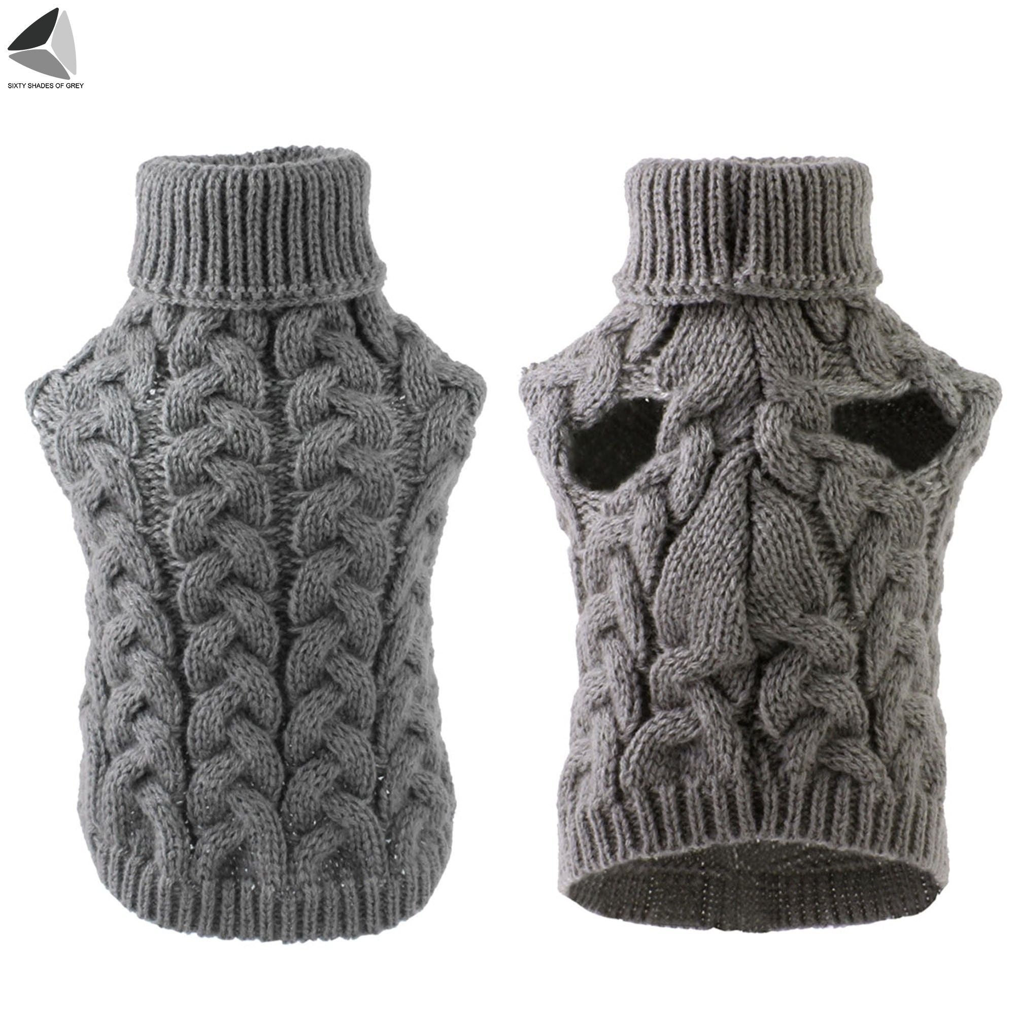 Sixtyshades Knit Dog Sweaters Winter Warm Pet Clothes Puppy Costume Apparel for Small Dogs Cats (L， Gray)