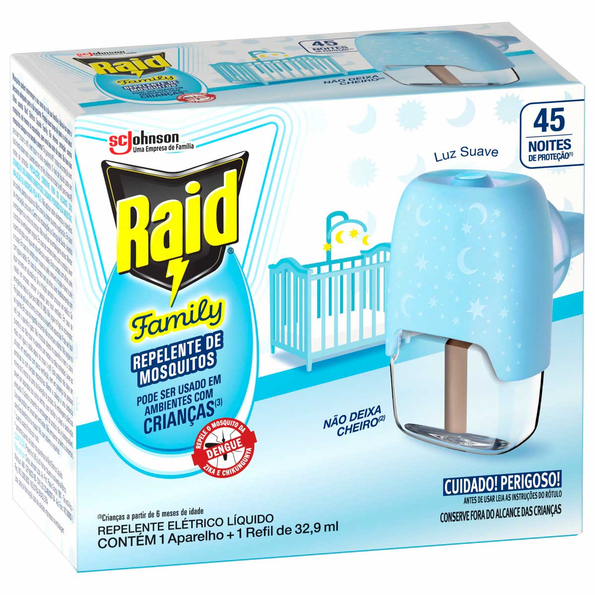 Repelente Eletrico Liquido Raid Family Aparelho e Refil de 32,9ml