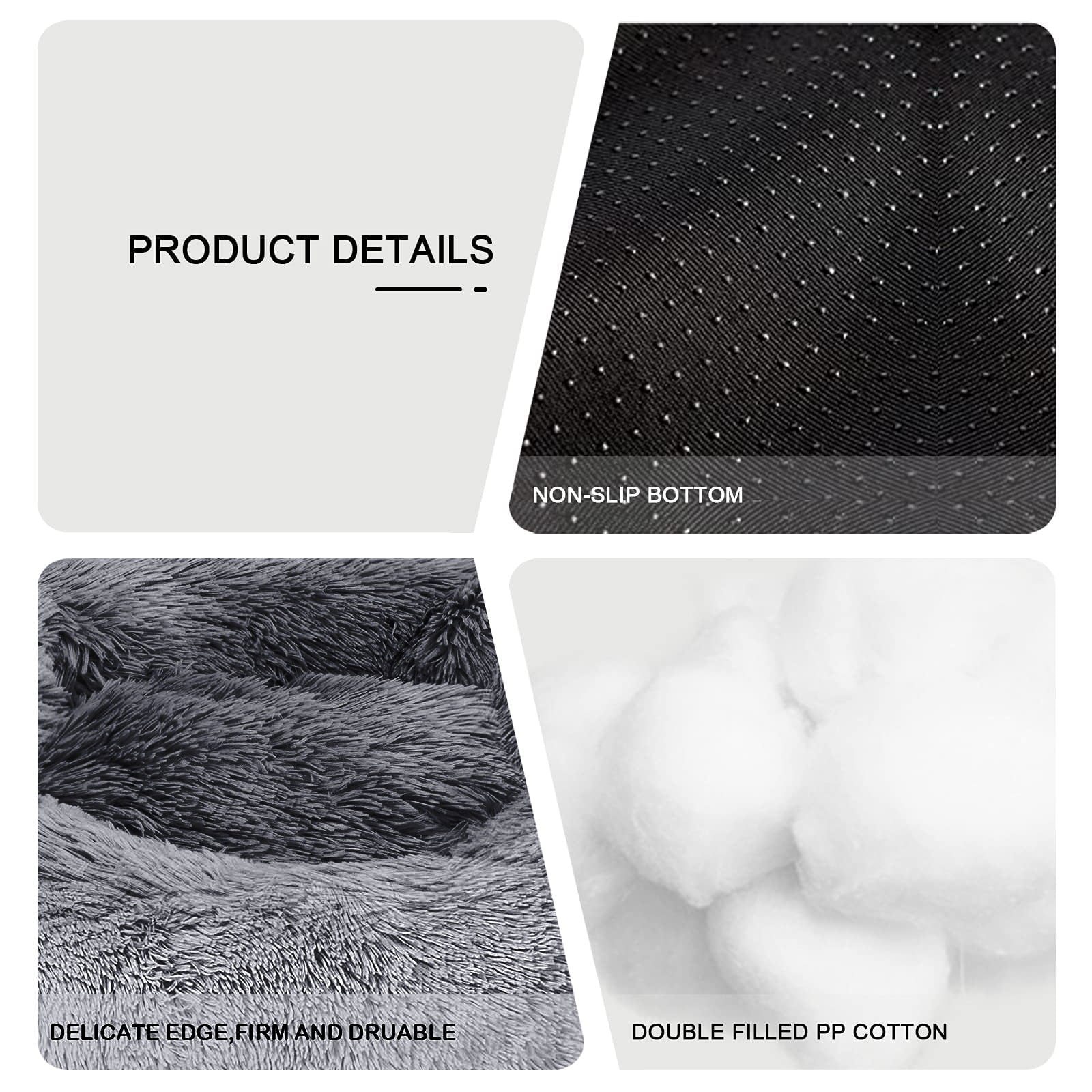 Nisrada Cat Beds for Indoor Cats，20 inch Pet Bed for Small Dogs and Cats， Washable-Round Pet Bed for Puppy and Kitten with Soft Fluffy Warm and Cozy (20 inch， Dark Gray)