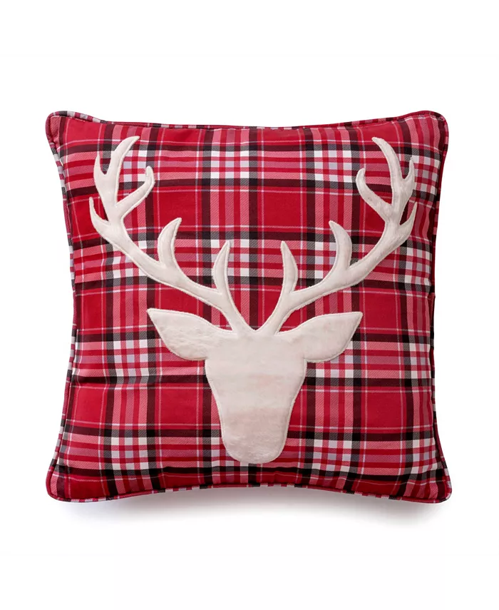 Martha Stewart Collection Reindeer Holiday Decorative Pillow， 18