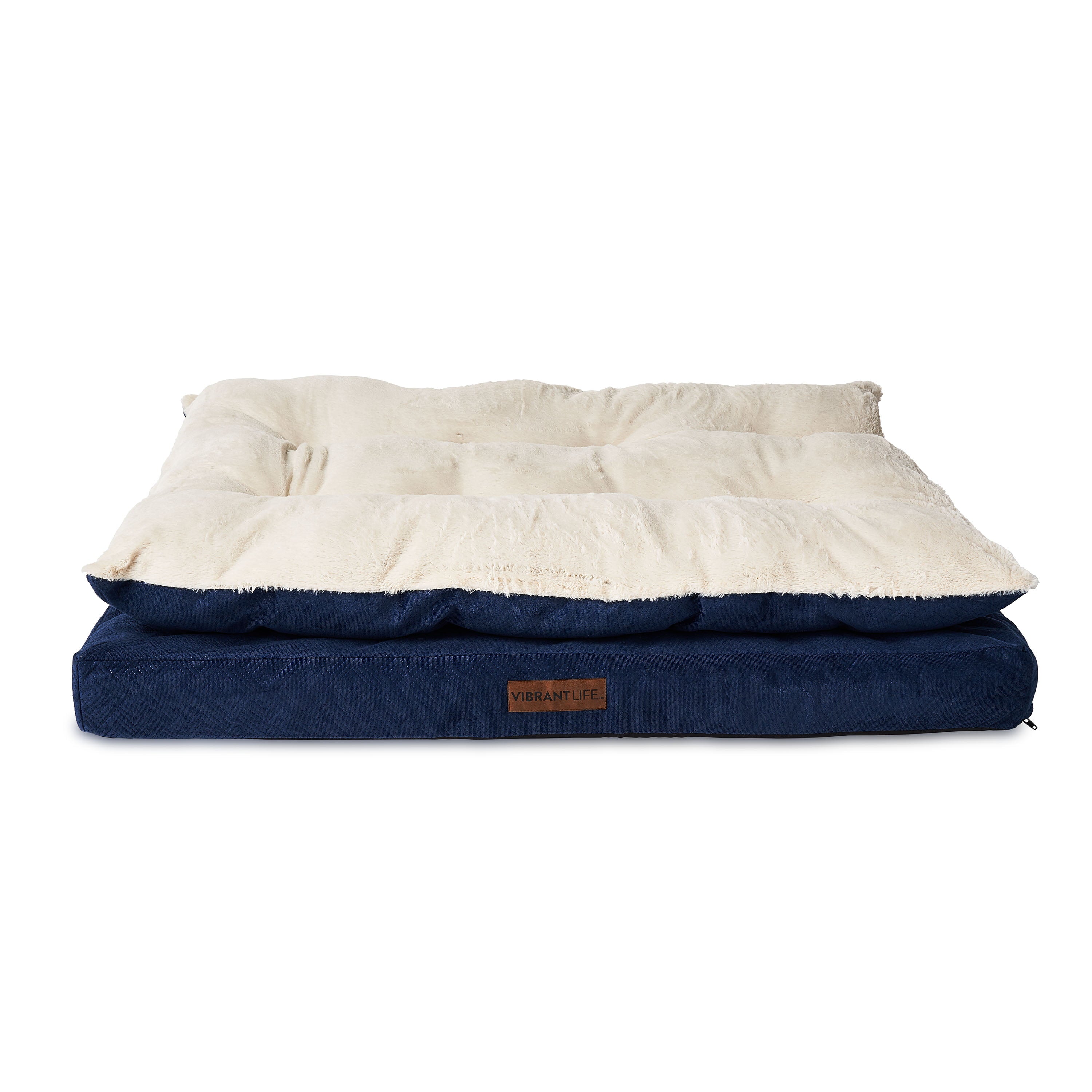Vibrant Life Extra Large Quilted Orthopedic Pillow Top Dog Bed， Navy