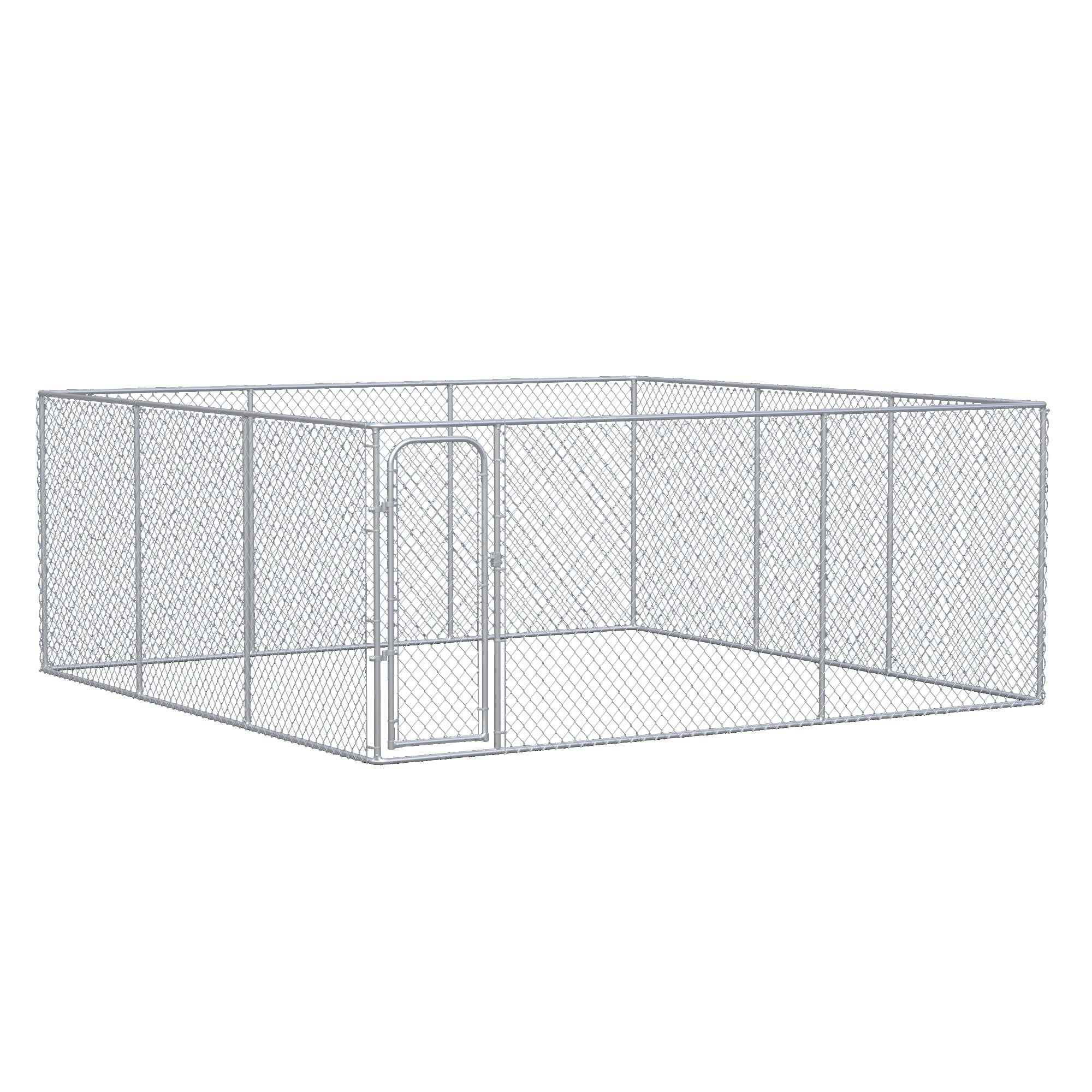 Pawhut Dog Kennel， 15' x 15' x 6'， Silver， Outdoor