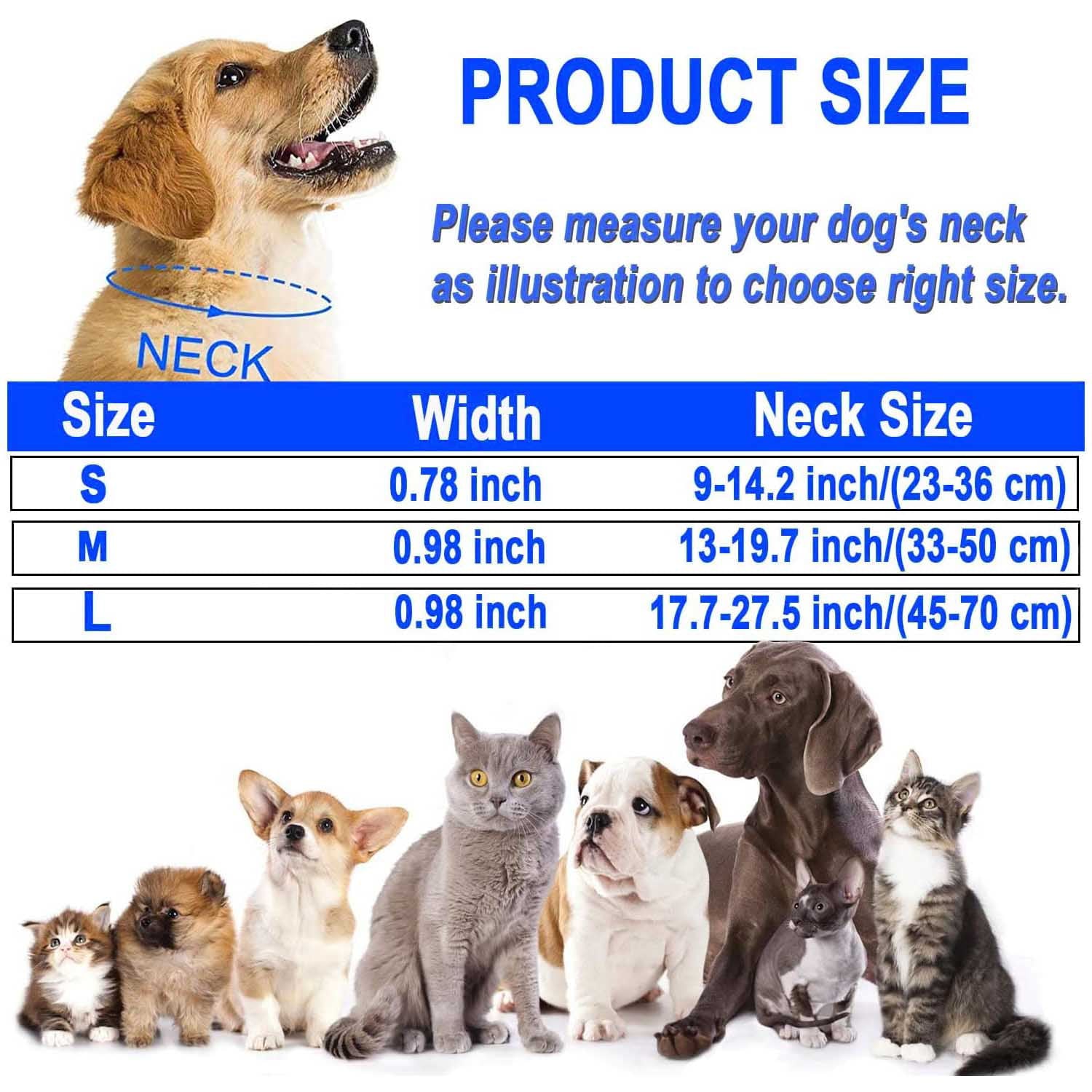 HKEEY Dog Collar， Adjustable Reflective Nylon Dog Collar Classic Solid Colors， Soft Neoprene Padding for Small Medium Sized Dogs Neck (9-14.2 inch)