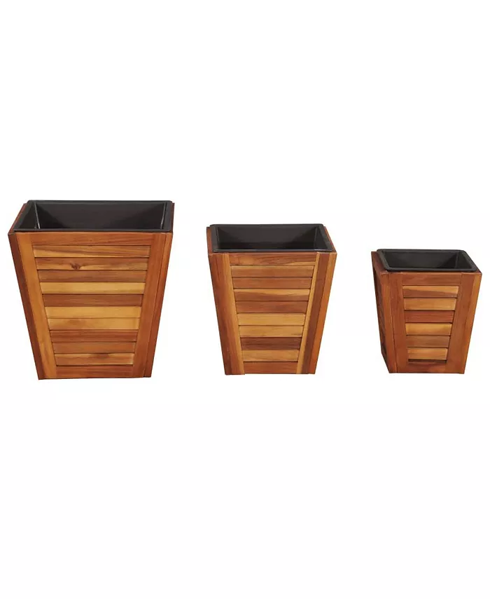 vidaXL Garden Raised Bed Set 3 Pieces Square Solid Acacia Wood