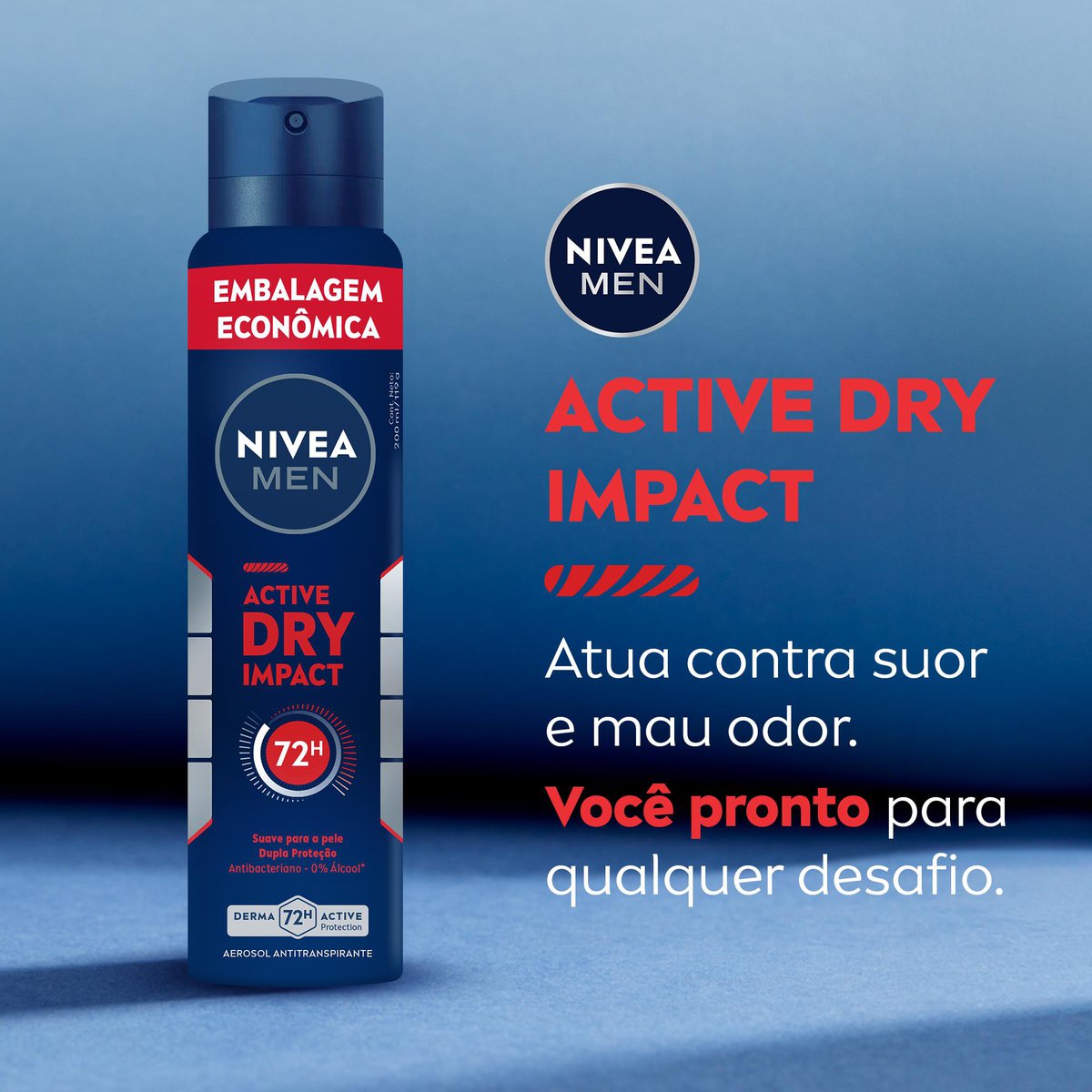 Desodorante Antitranspirante Aerossol NIVEA MEN Active Dry Impact 200ml