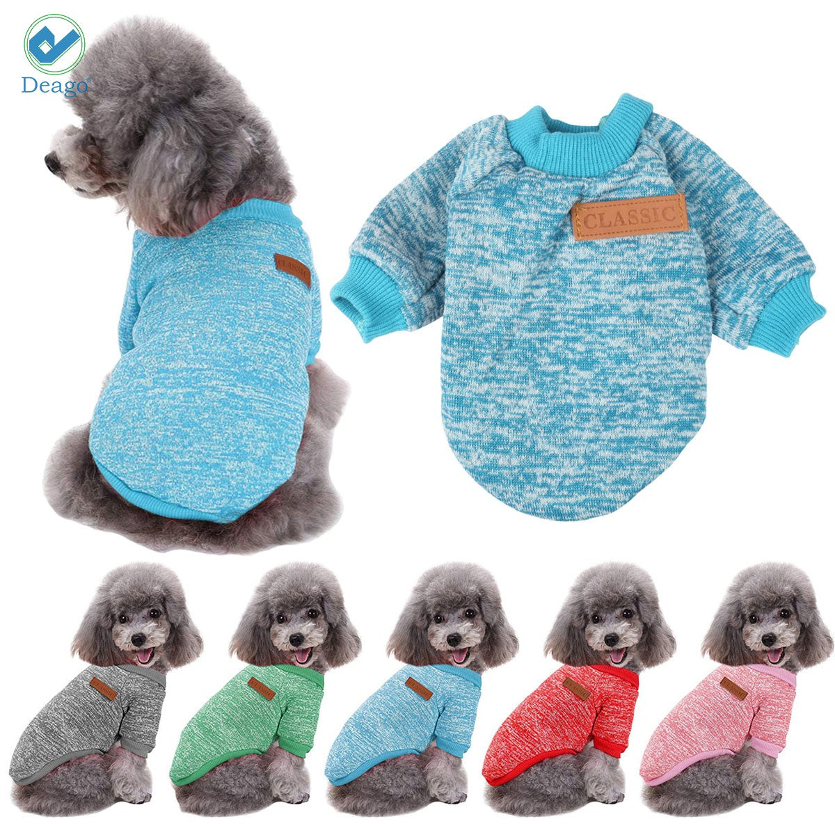Deago Pet Dog Clothes Knitwear Dog Sweater Fleece Coat Soft Thickening Warm Pup Dogs Shirt Winter Puppy Sweater for Dogs