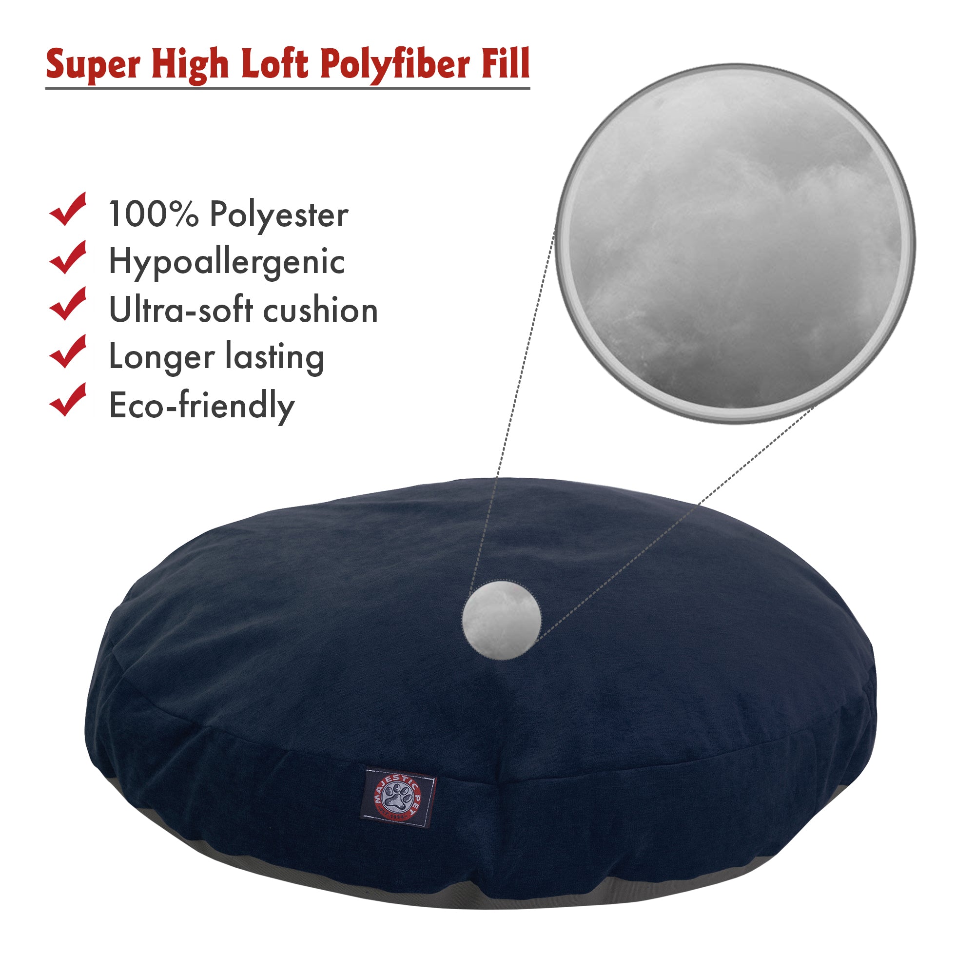 Majestic Pet | Villa Velvet Round Pet Bed For Dogs， Removable Cover， Navy， Small