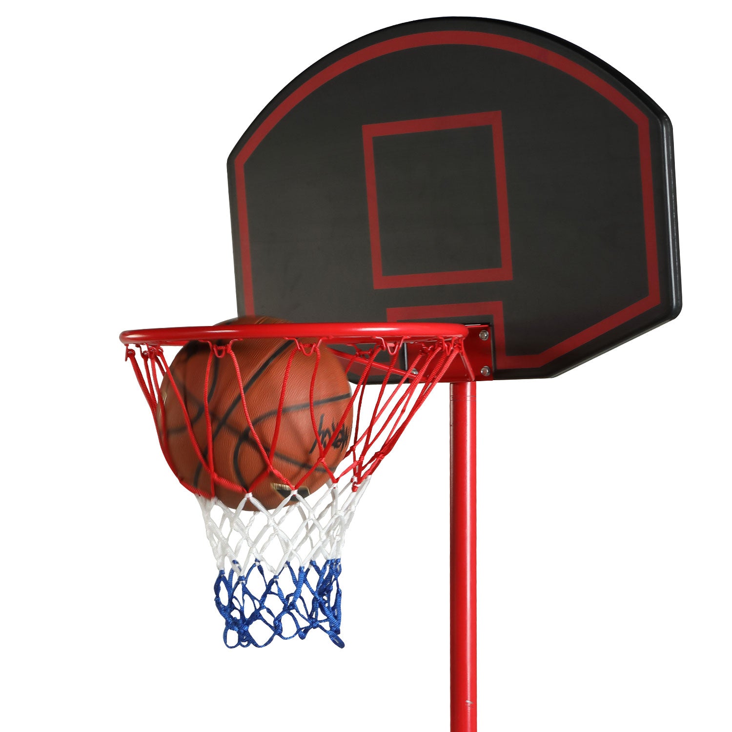 Dodensha Portable Removable Basketball Stand Kids Junior Height-Adjustable Hoop Stand with Wheels for Child，Black