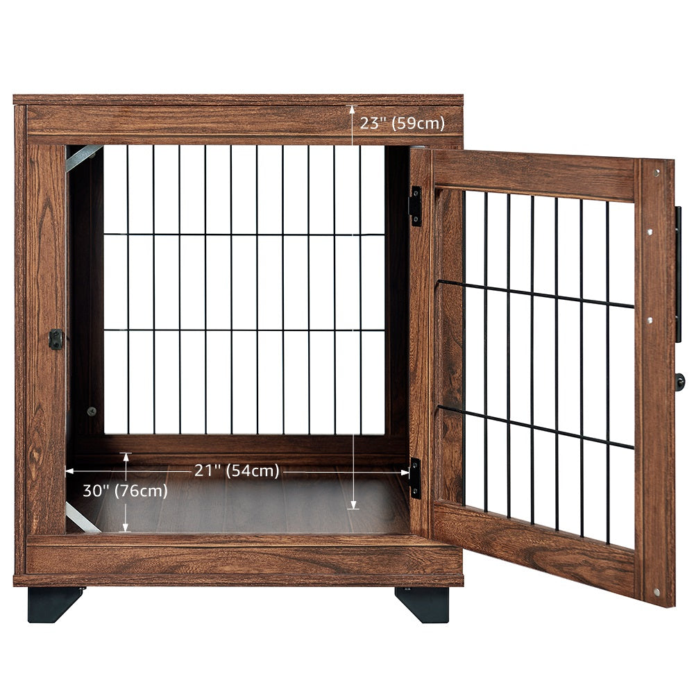Unipaws Dog Crate Furniture， Walnut， Medium