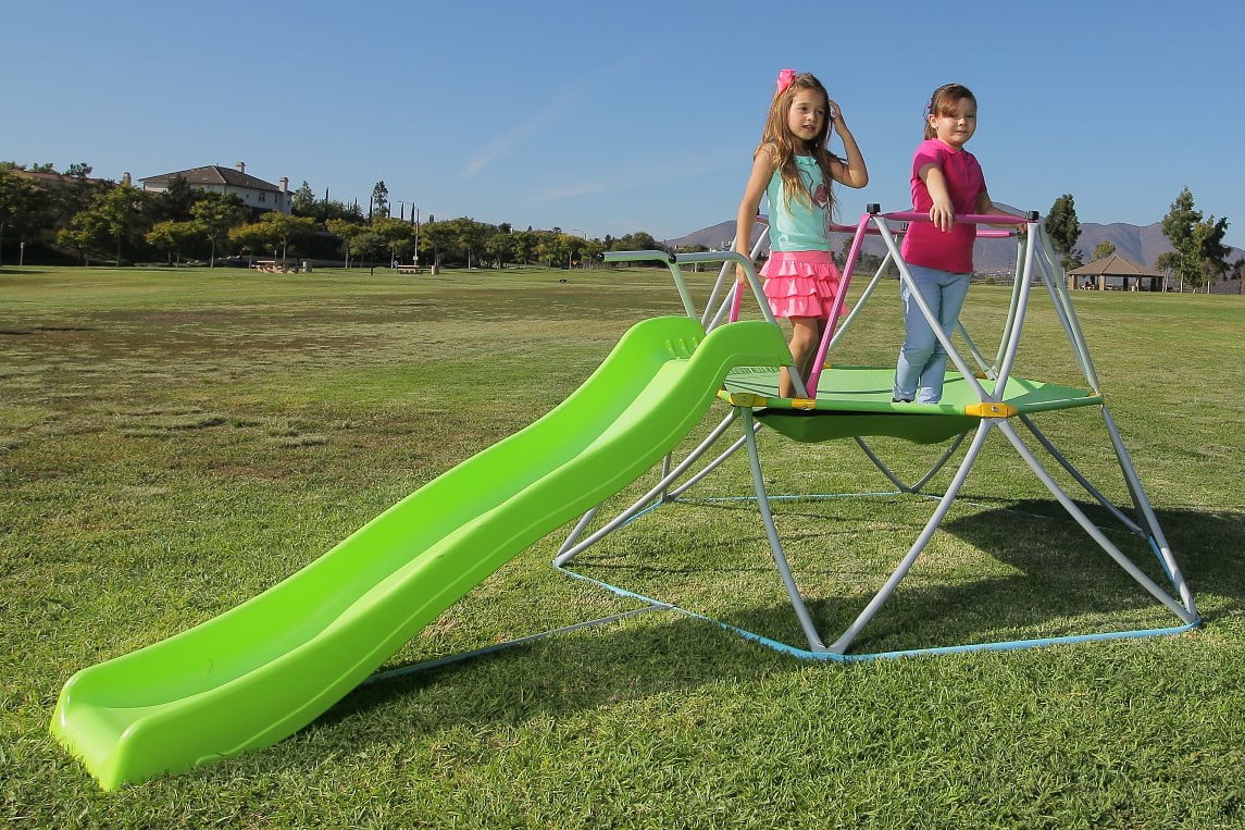 Platports Kids Dome Climber with Slide Set- Indoor Outdoor Playground - Age 3-10 - 55 inches mat