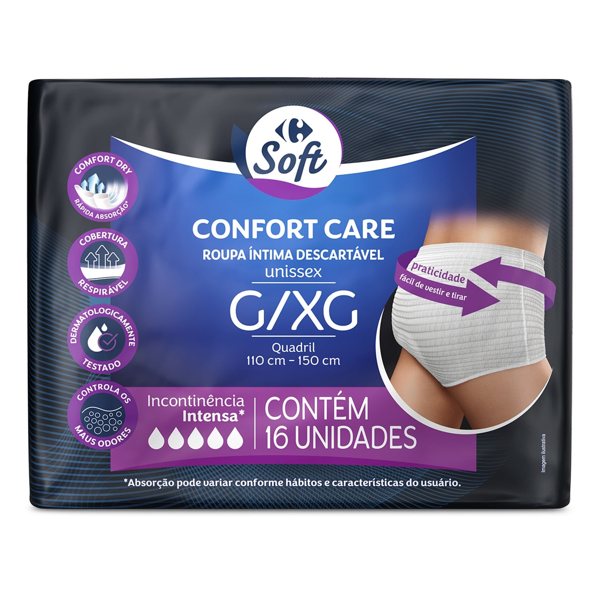 Roupa Intima Descartavel Pants Carrefour Soft Care G Xg 16 Unidades