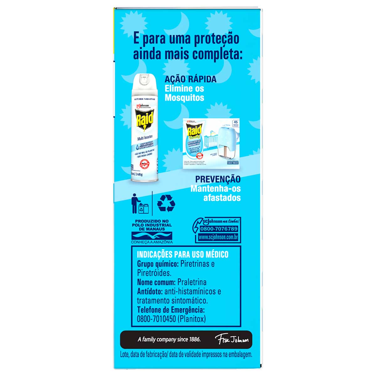 Repelente Liquido Eletrico 45 Noites Raid Family Caixa 2 Unidades 32,9ml Cada Gratis 50% de Desconto no Segundo Refil