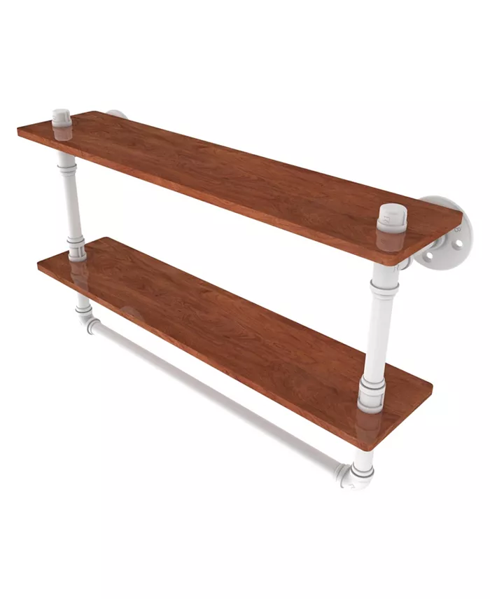 Allied Brass Pipeline Collection 22 Inch Double Ironwood Shelf with Towel Bar
