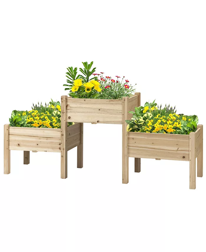 Outsunny 4 Tier Raised Garden Bed Freestanding Planter Box for Vegetables Herbs
