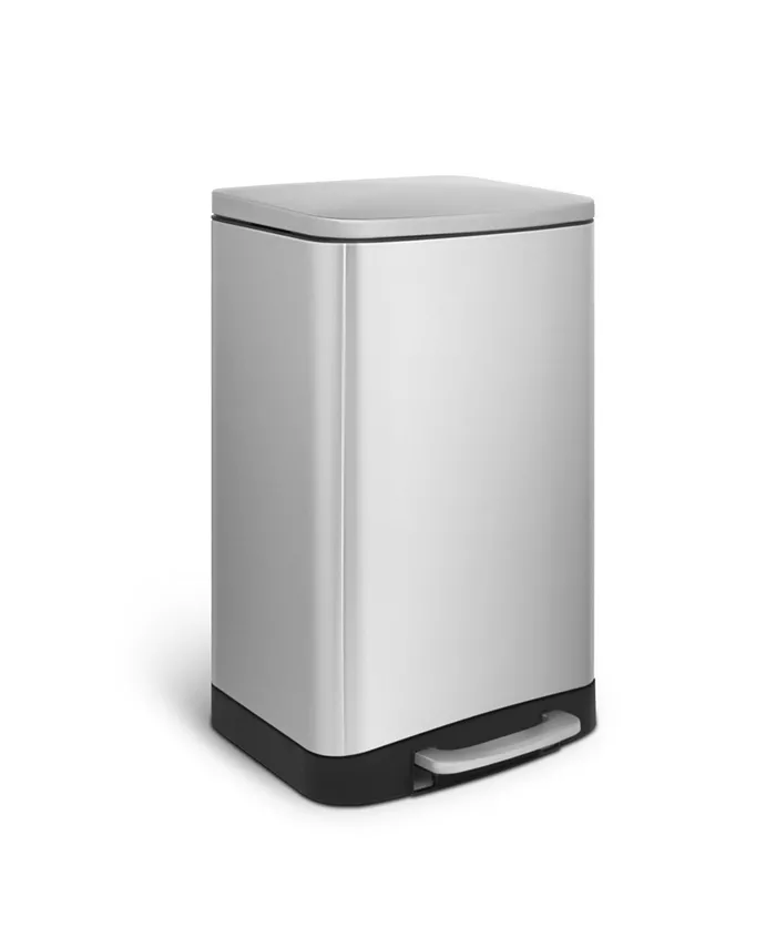 Mega Casa 10.6 Gal. 40 Liter Stainless Steel Rectangular Step-on Trash Can for Kitchen