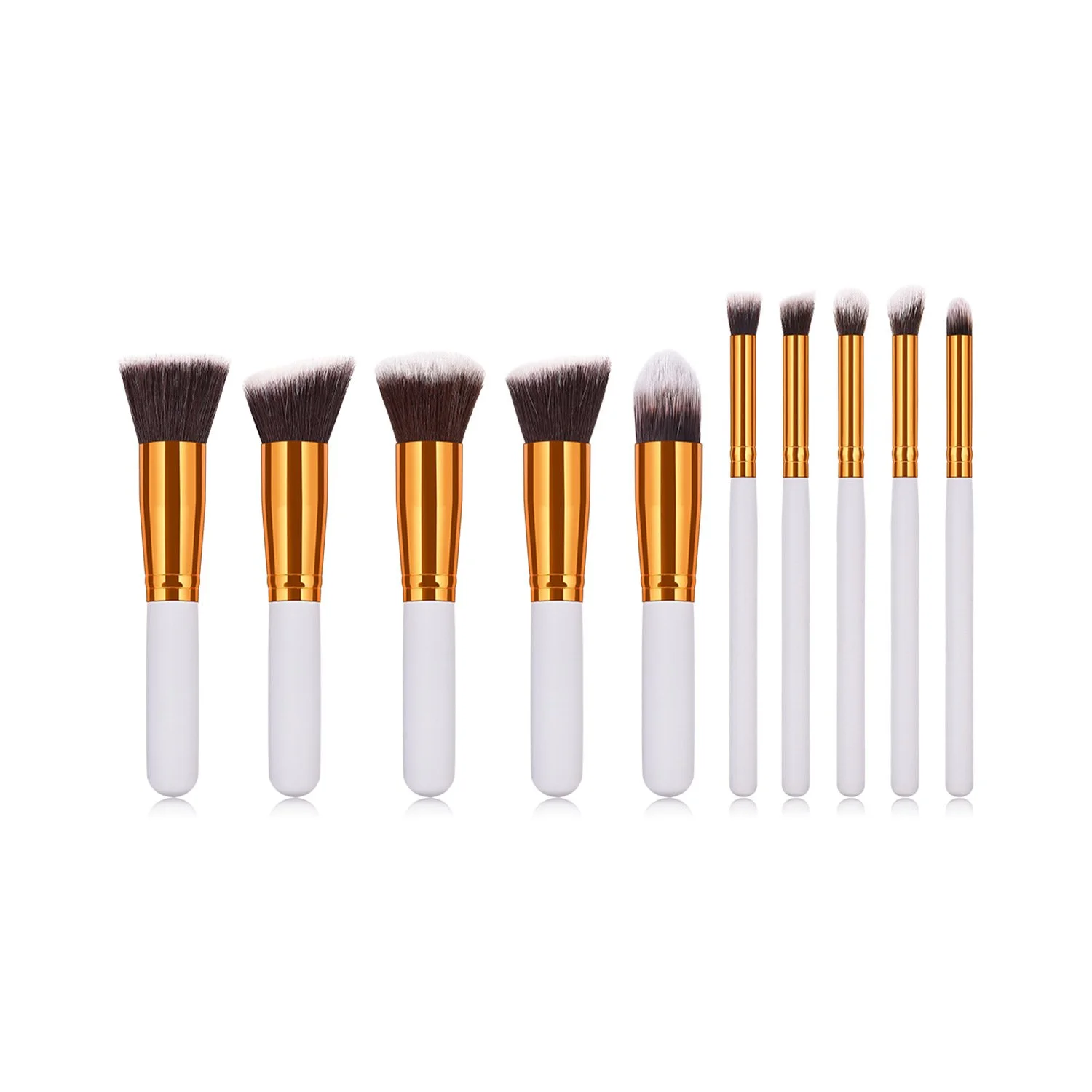 Mini Size Premium Synthetic Foundation Powder Concealers Eye Shadows Makeup 10 Pcs Brush Set