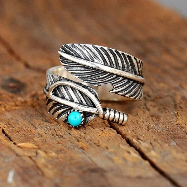 🔥 BIG SALE - 47% OFF🔥🔥🎁Boho Feather Turquoise Adjustable R