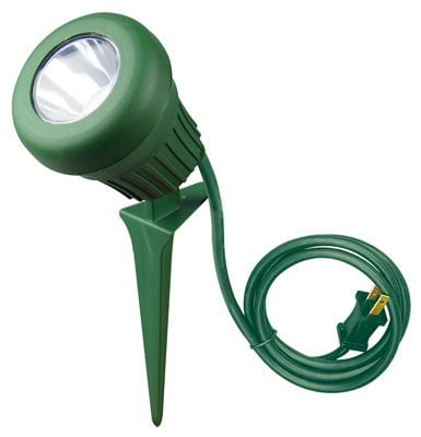 Woods 434 Green 3' Sjtw Cord Led Outdoor Garden Flood Light with Stake