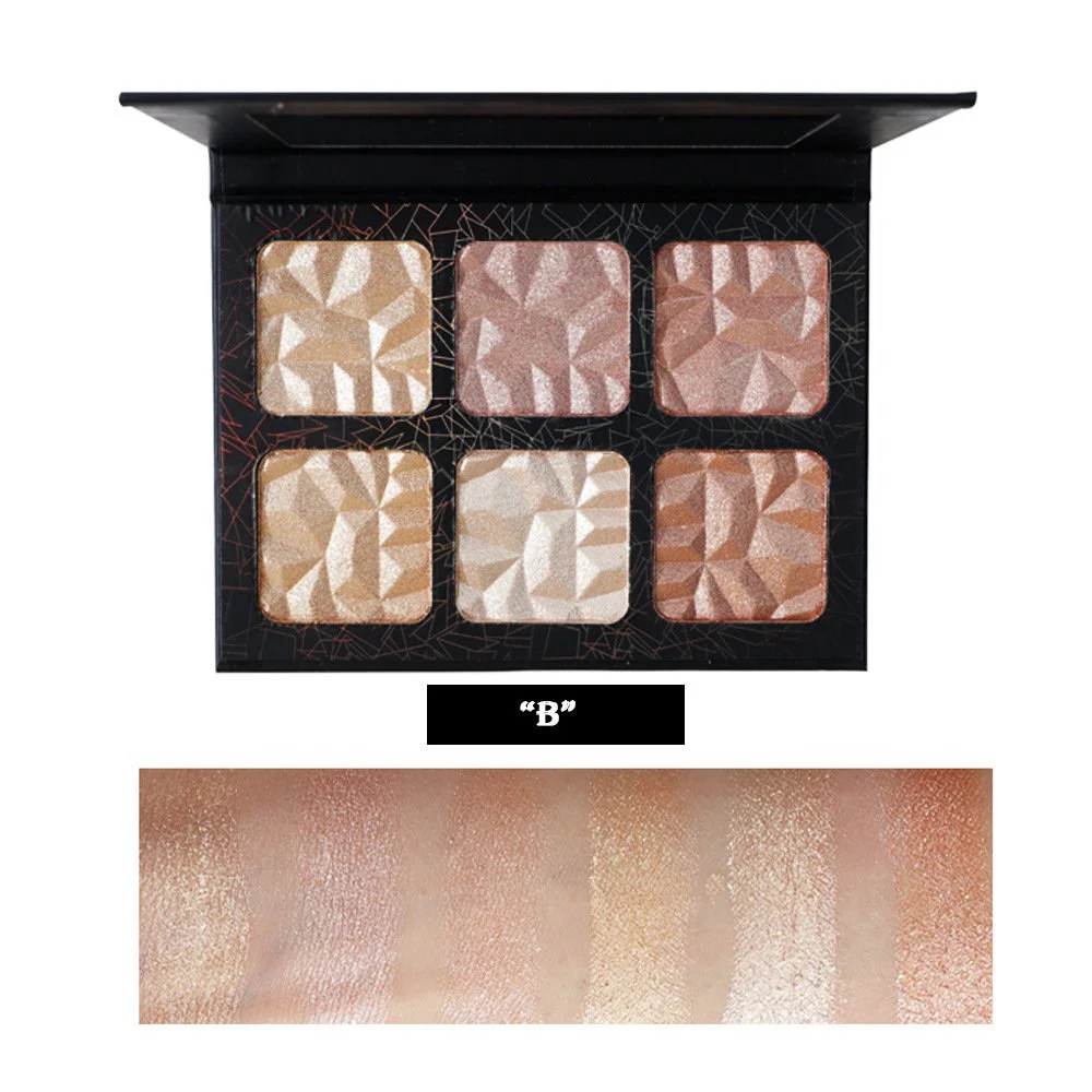 White Label Face Body Gold Diamond Bronzer Highlighter Palette