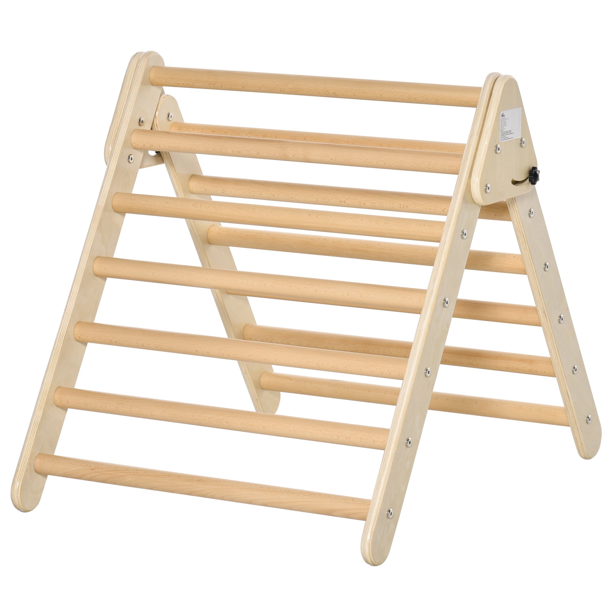 Qaba Kids Triangle Climber Foldable Triangle Ladder for Toddler Natural