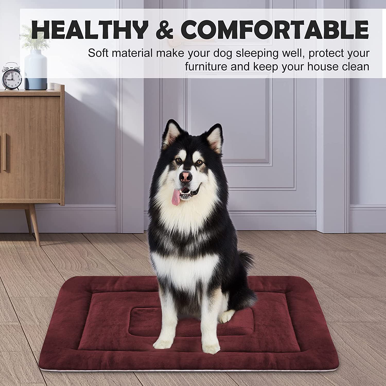 PROCIPE Pet Bed Washable Dog Crate Mat Anti-Slip Kennel Pads 42 inch Red