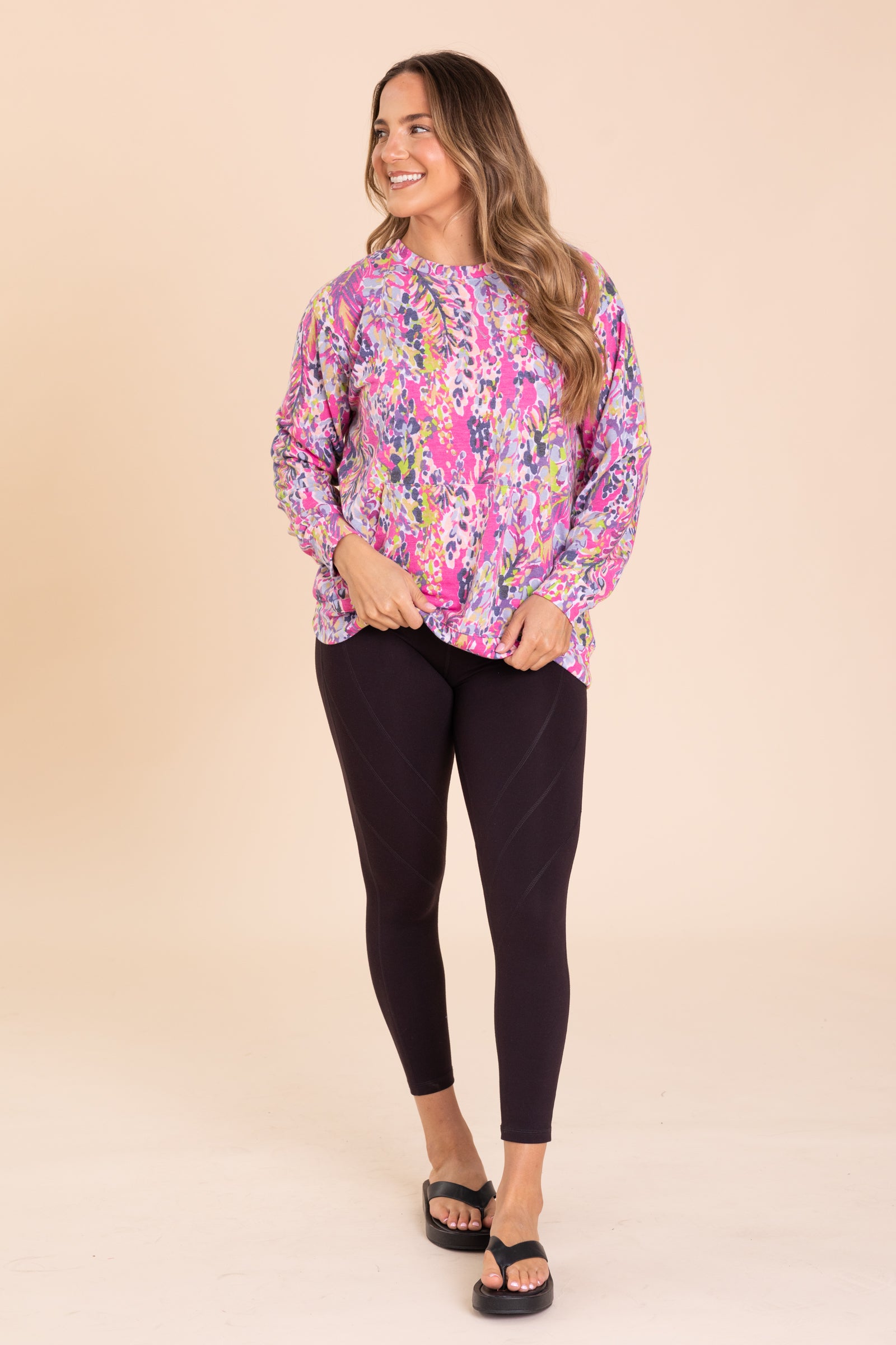 Spring Showers Lightweight French Terry Printed Sweatshirt With Pocket