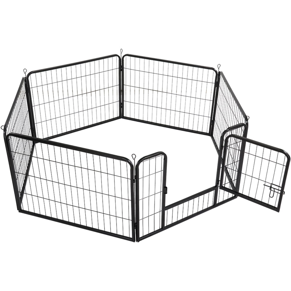 Topeakmart 6 Panels Heavy Duty Pet Playpen Dog Exercise Pen Cat Fence， 23.6''H， Black