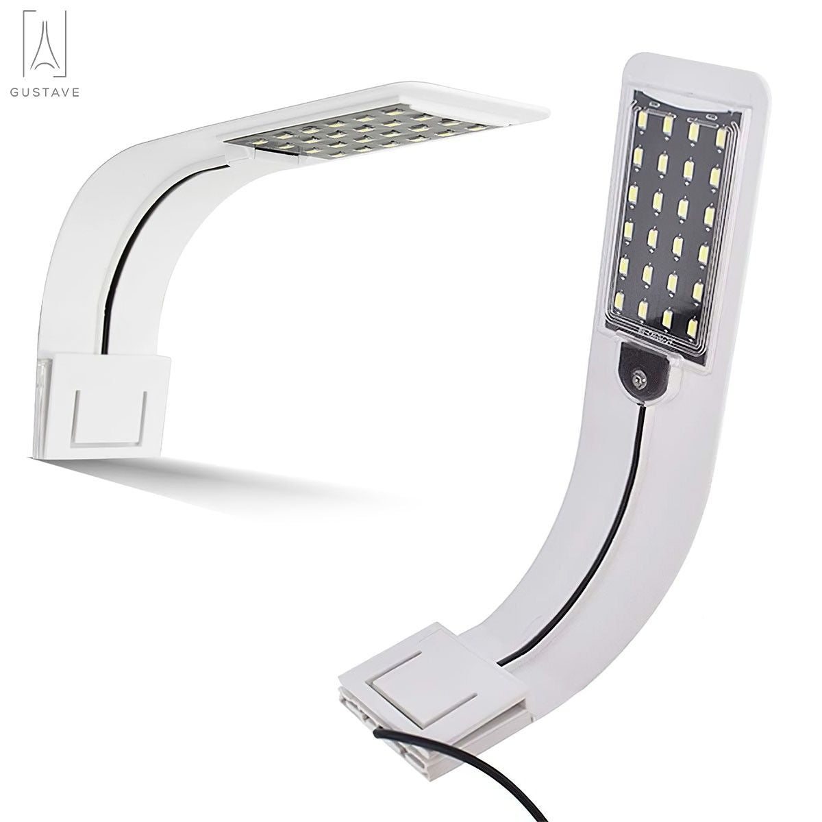 Gustave 10W Super Slim Aquarium LED Light Clip-on Lamp For Fish Tank， Aquatic Plant Lighting -White and Blue Light