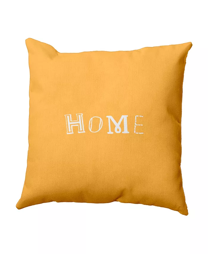 E by Design Home 16 Inch Yellow Decorative Word Print Throw Pillow