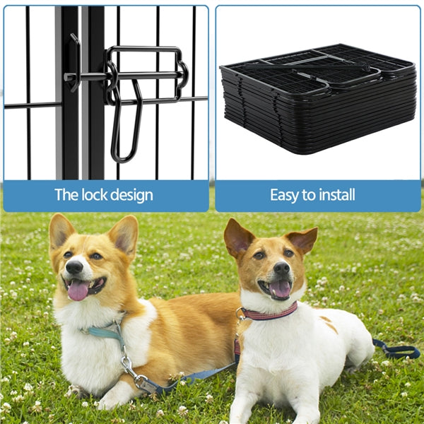 SmileMart 16 Panel Dog Pen Playpen Metal Pet Exercise Barrier for Indoor Outdoor， Black