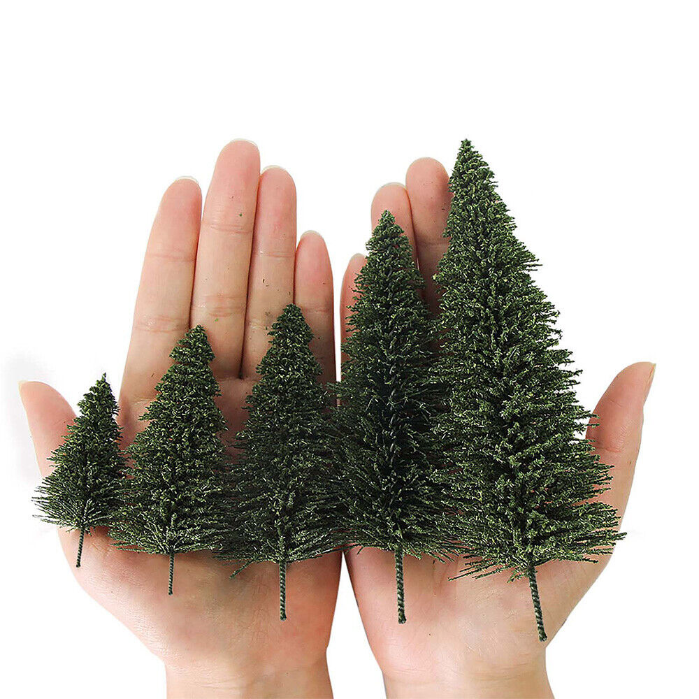 40pcs Dark Green Pine Model Cedar Trees 2.05-4.96 inch (55-120 mm) for Model Railroad Scenery Landscape Layout HO OO Scale
