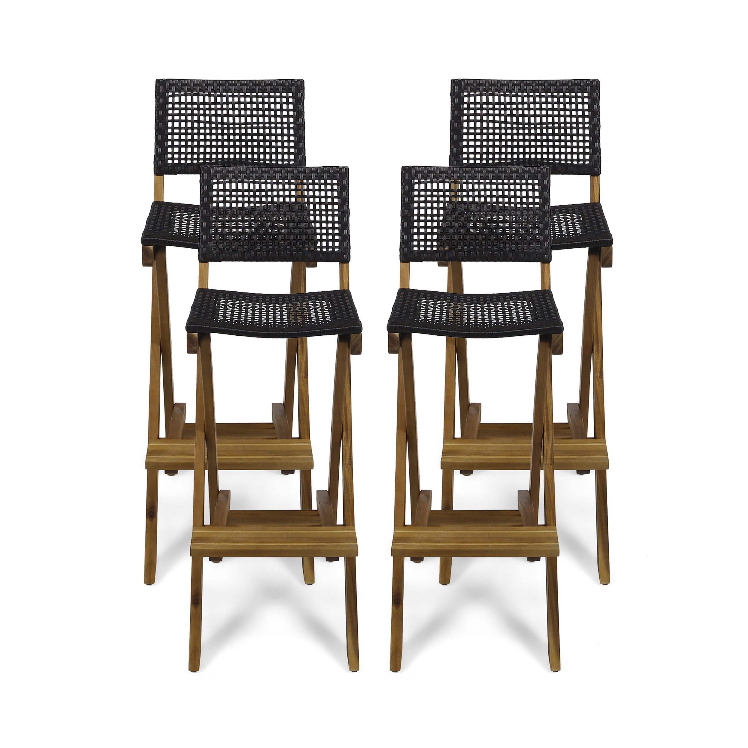 Elizabeth Outdoor Folding Acacia Wood Barstools (Set of 4)