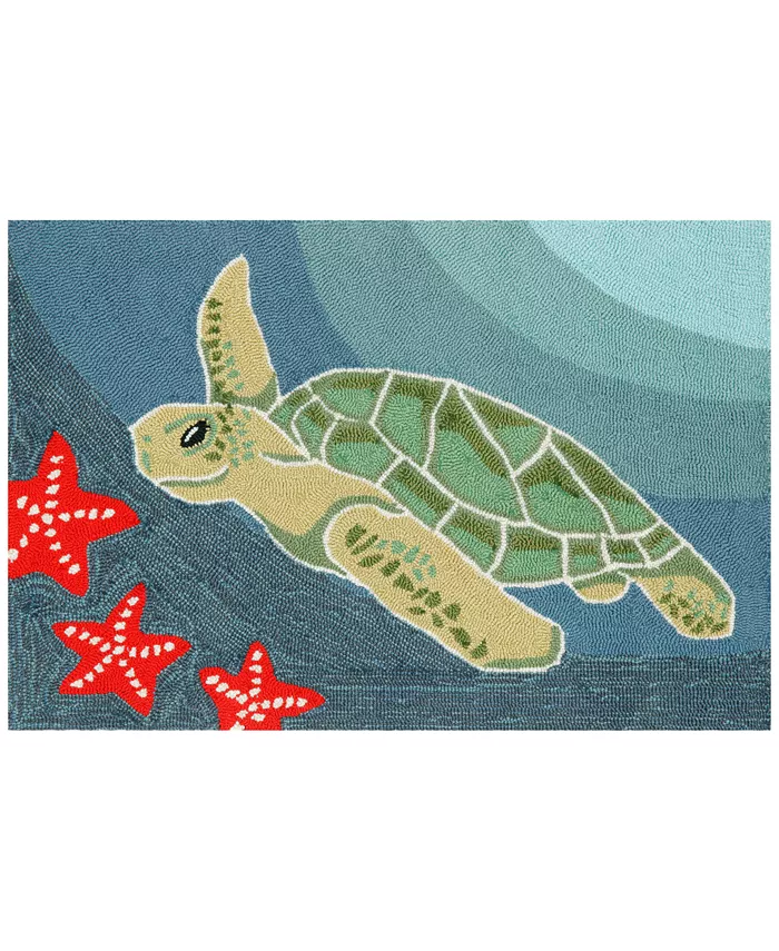 Liora Manne' Liora Manne Front Porch Indoor Outdoor Sea Turtle Ocean 2' x 3' Area Rug