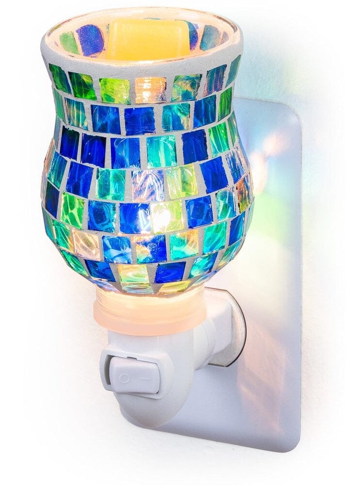 Mosaic Glass Plug-In Fragrance Wax Melt Warmer (Ocean Blue)