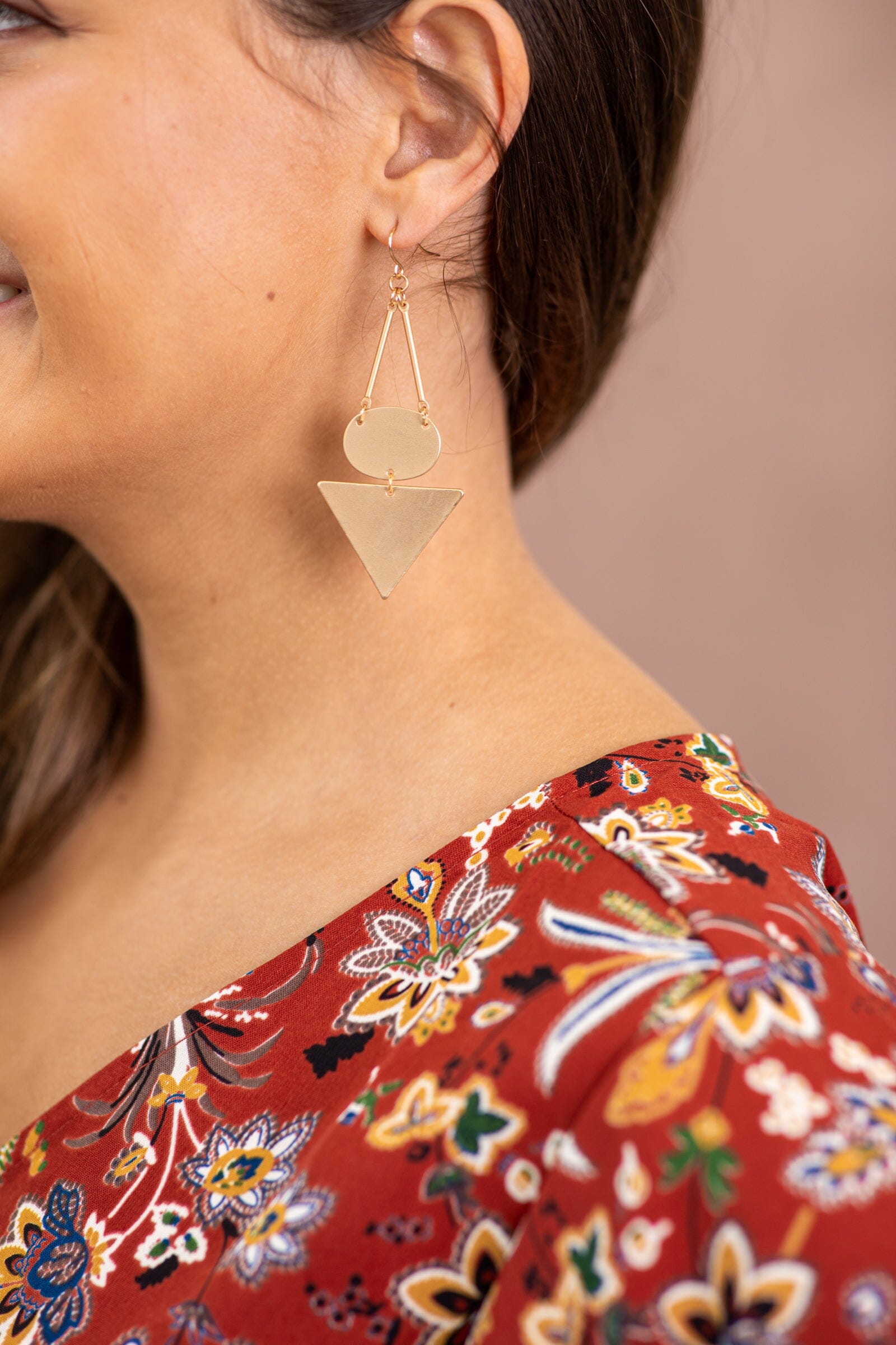 Matte Gold Triangle Drop Earrings