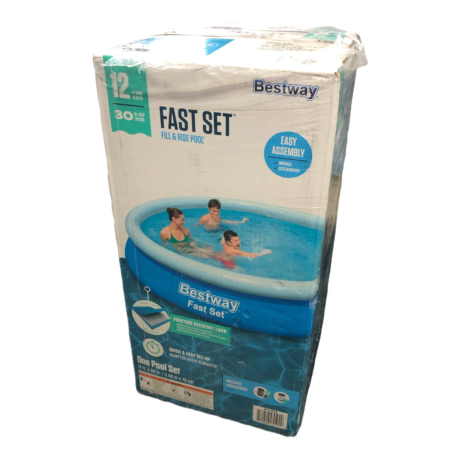 Bestway Fast Set 12 X 30 Round Inflatable Pool Set Includes filter pump
