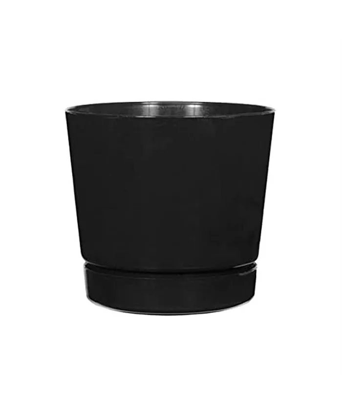 Novelty Full Depth Round Cylinder Black Pot， 8 inch