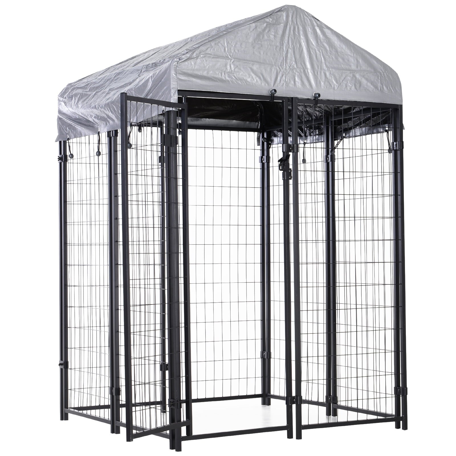 Pawhut Galvanized Steel Fence Dog Kennel， Large， Outdoor